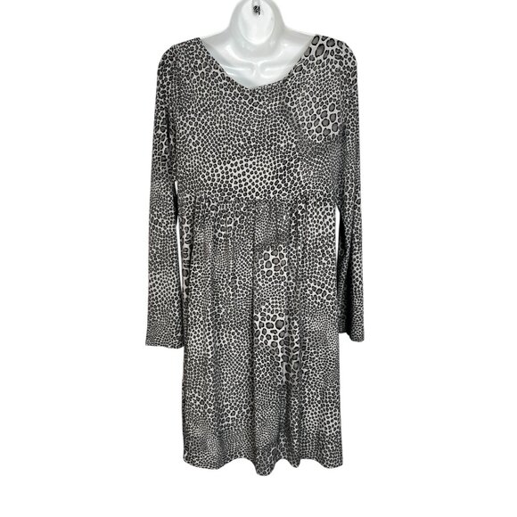Norma Kamali Cheetah Print Twist Dress Stretch Jersey Grey Animal Print Large - Picture 8 of 10